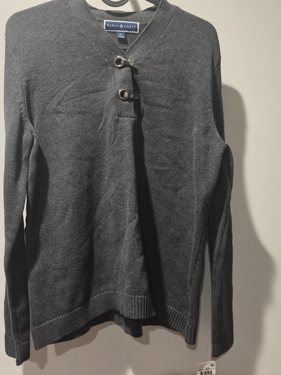 Karen Scott Sweaters - Karen Scott Hardware Henley Sweater Charcoal Heather Size PL NWT